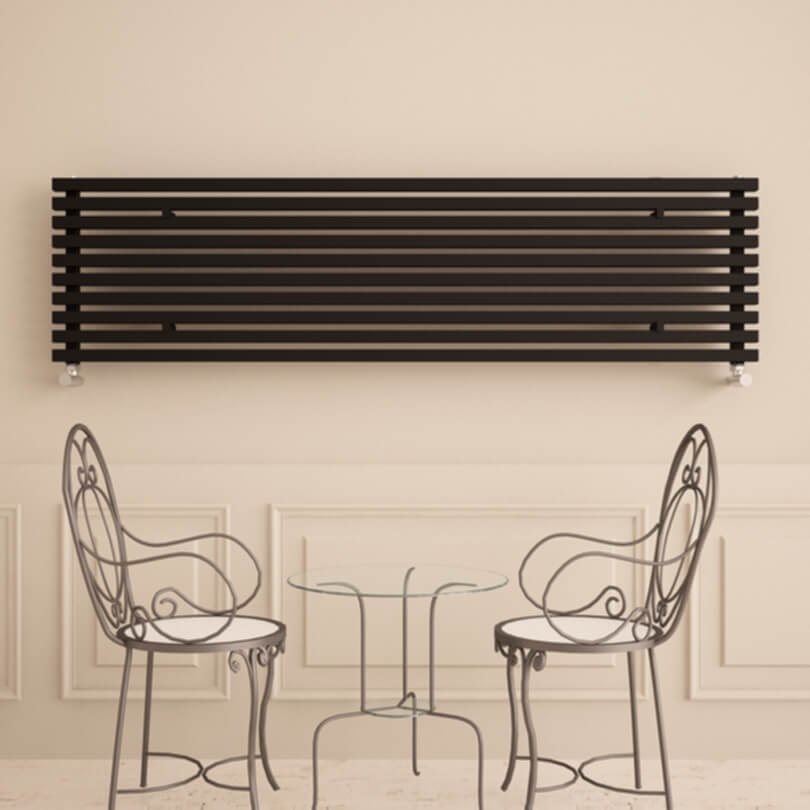 Carisa Sophia Xl Horizontaler Aluminium-Heizkörper, modernes Design, Schwarz