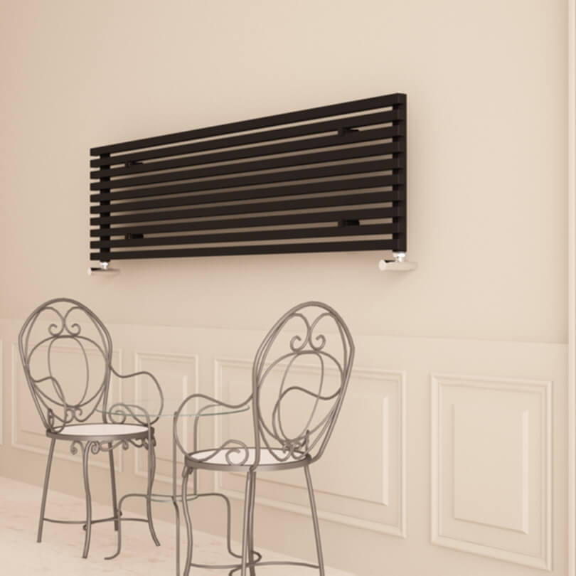 Carisa Sophia Xl Horizontaler Aluminium-Heizkörper, modernes Design, Schwarz