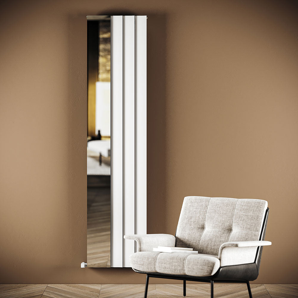 Carisa Stufenspiegel, vertikaler Aluminium-Heizkörper, modernes Design, Weiß