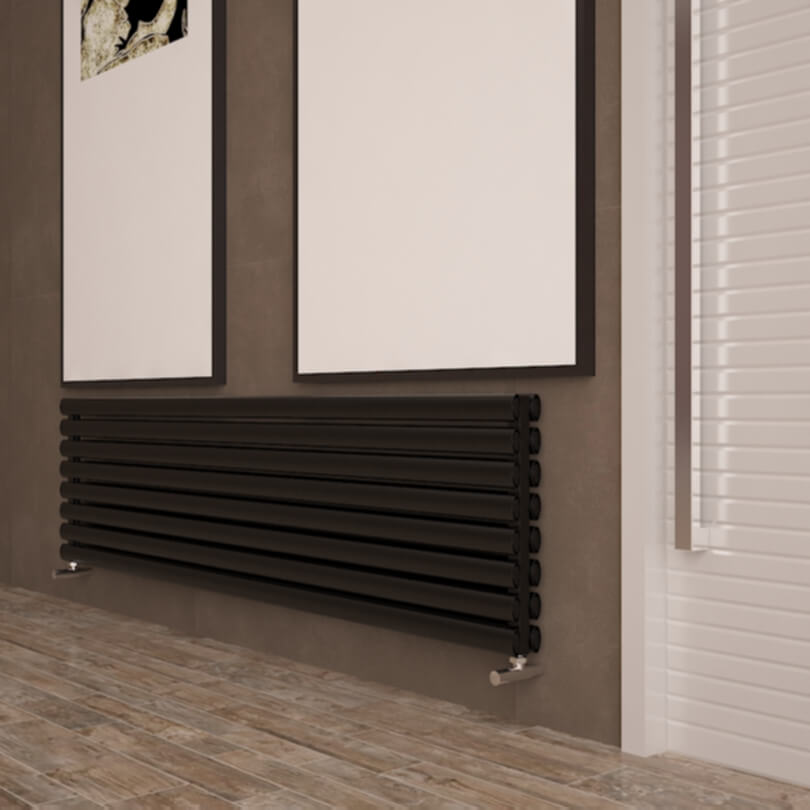 Carisa Tallis Double XL Horizontaler Aluminium-Heizkörper, modernes Design, Schwarz
