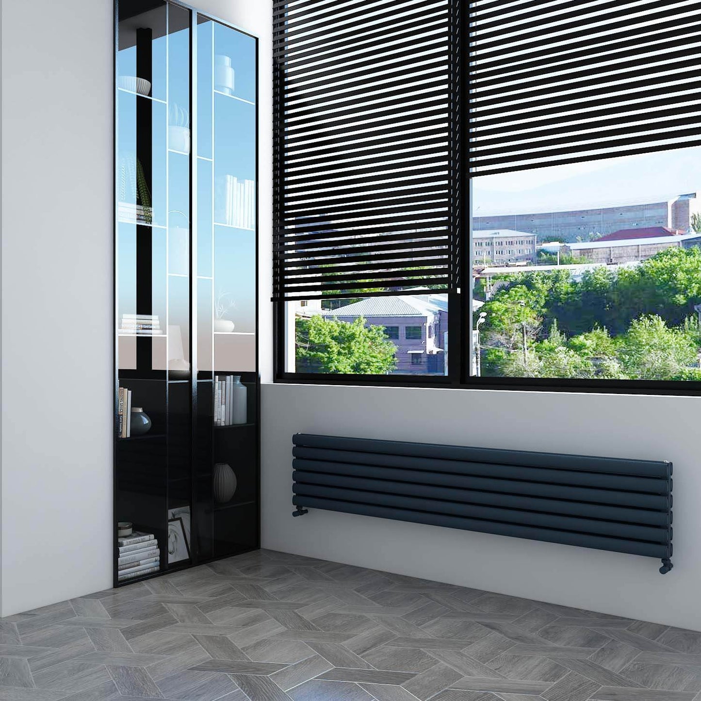 Carisa Tallis XL Horizontaler Aluminium-Heizkörper, modernes Design, Anthrazit