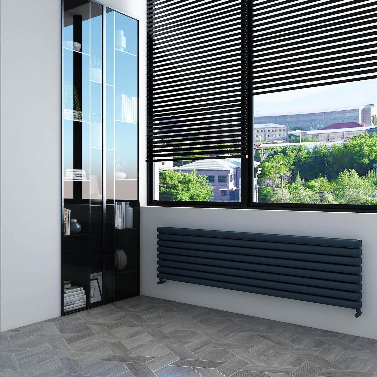 Carisa Tallis XL Horizontaler Aluminium-Heizkörper, modernes Design, Anthrazit