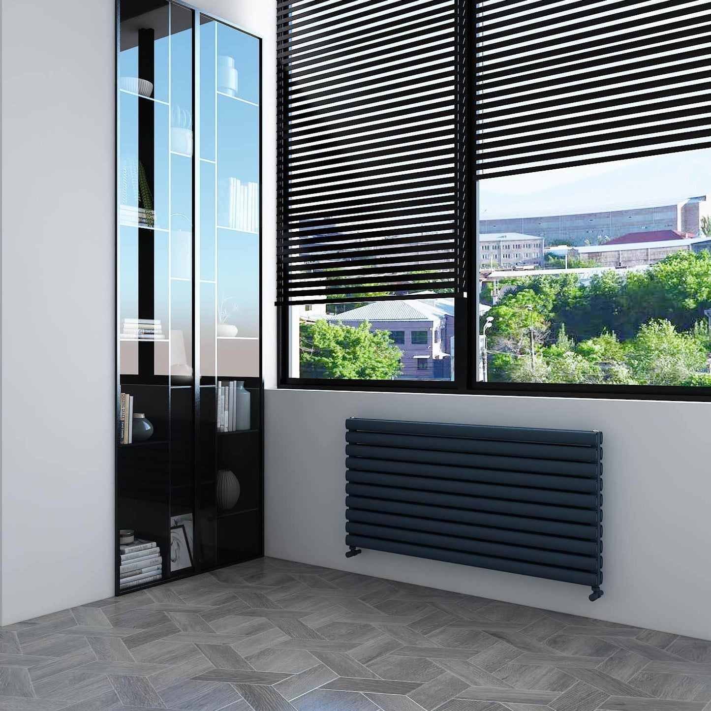 Carisa Tallis XL Horizontaler Aluminium-Heizkörper, modernes Design, Anthrazit