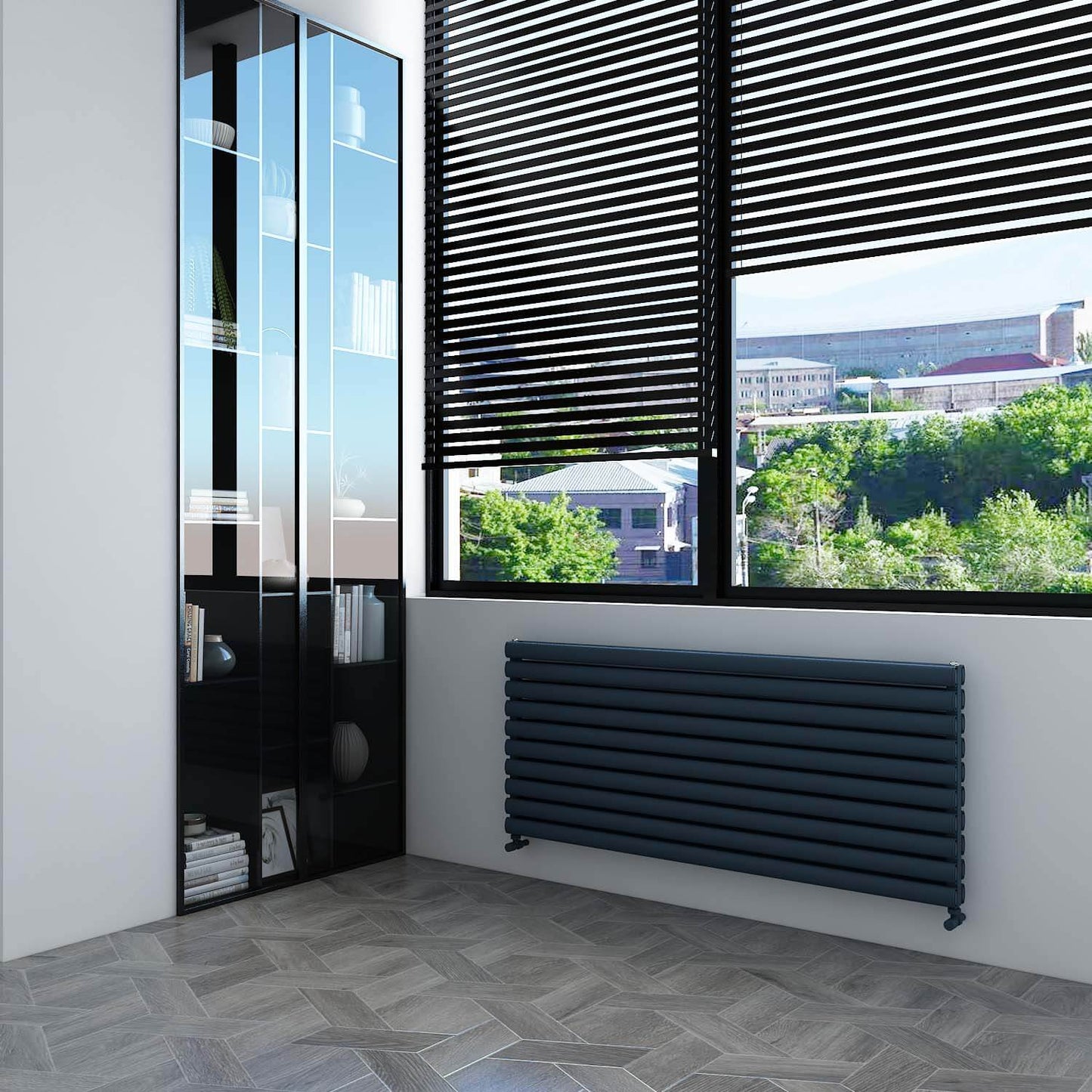 Carisa Tallis XL Horizontaler Aluminium-Heizkörper, modernes Design, Anthrazit
