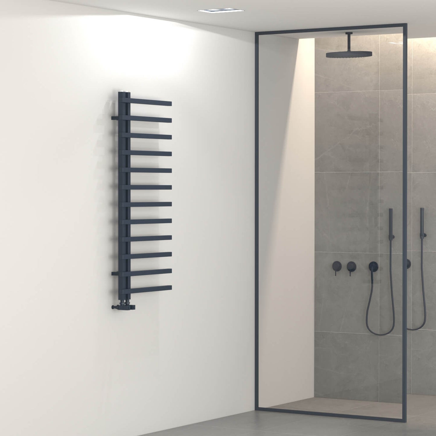 Carisa Terra L Handtuchwärmer aus Aluminium, modernes Design, Anthrazit