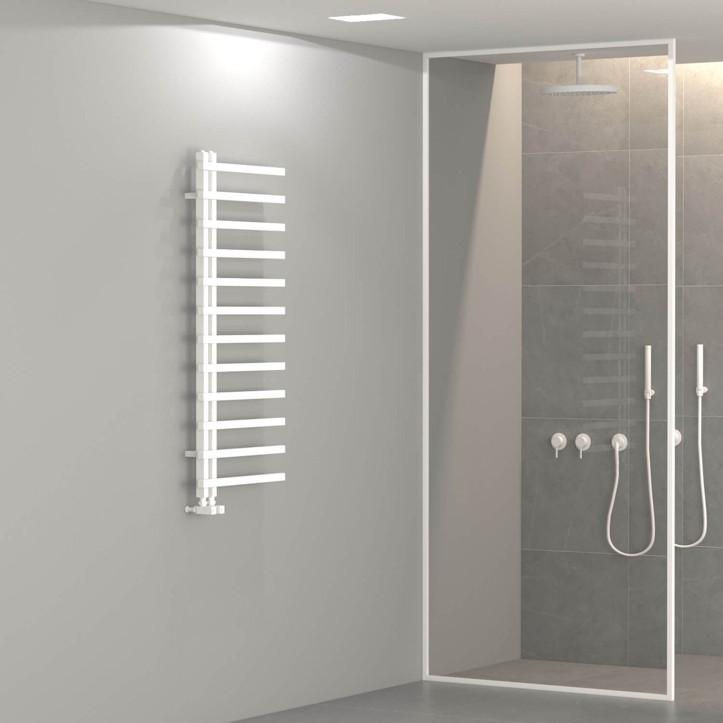 Carisa Terra L Handtuchwärmer aus Aluminium, modernes Design, Weiß