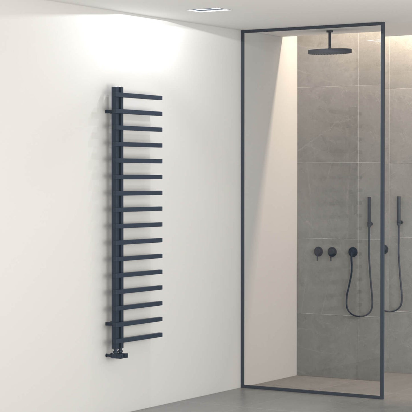 Carisa Terra L Handtuchwärmer aus Aluminium, modernes Design, Anthrazit