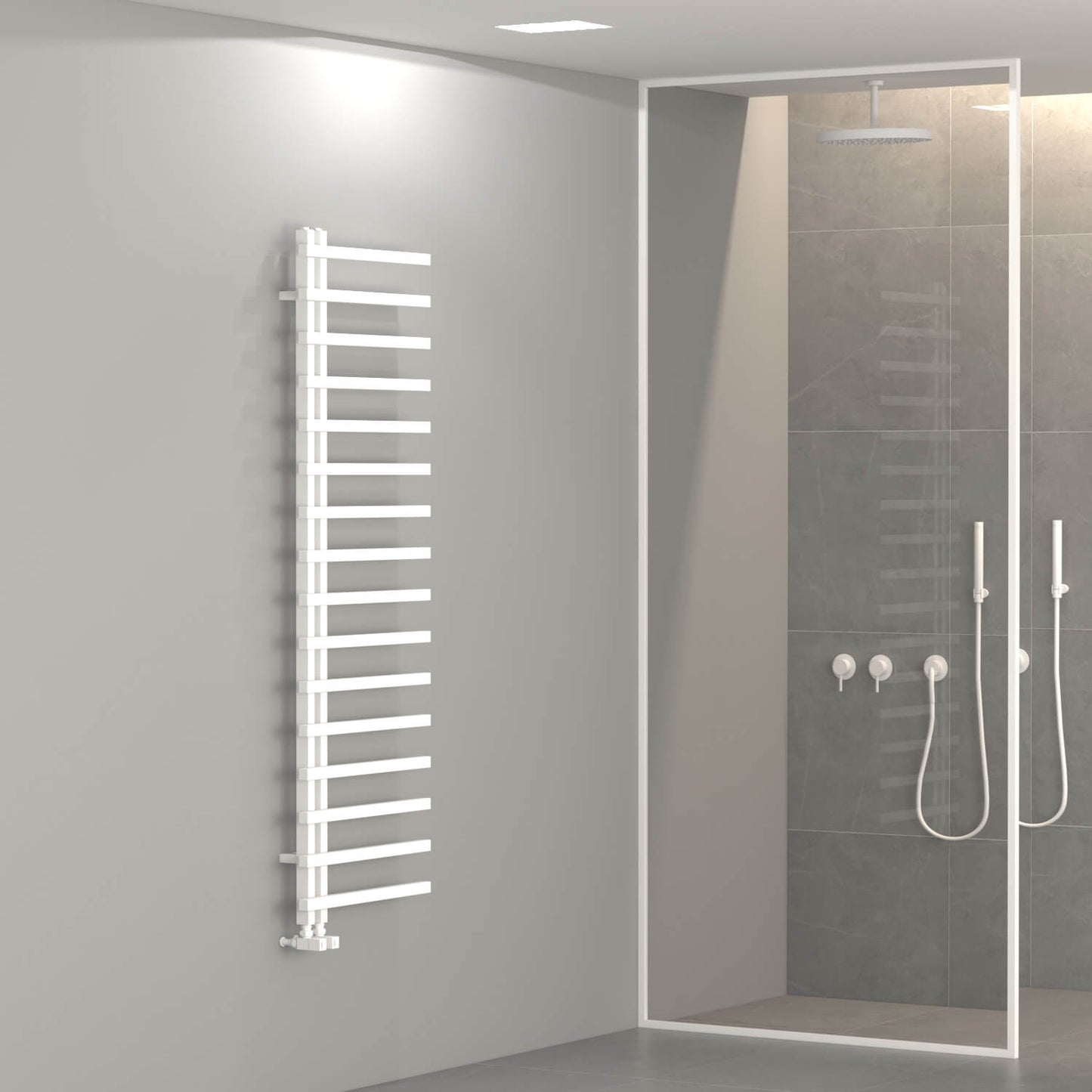 Carisa Terra L Handtuchwärmer aus Aluminium, modernes Design, Weiß