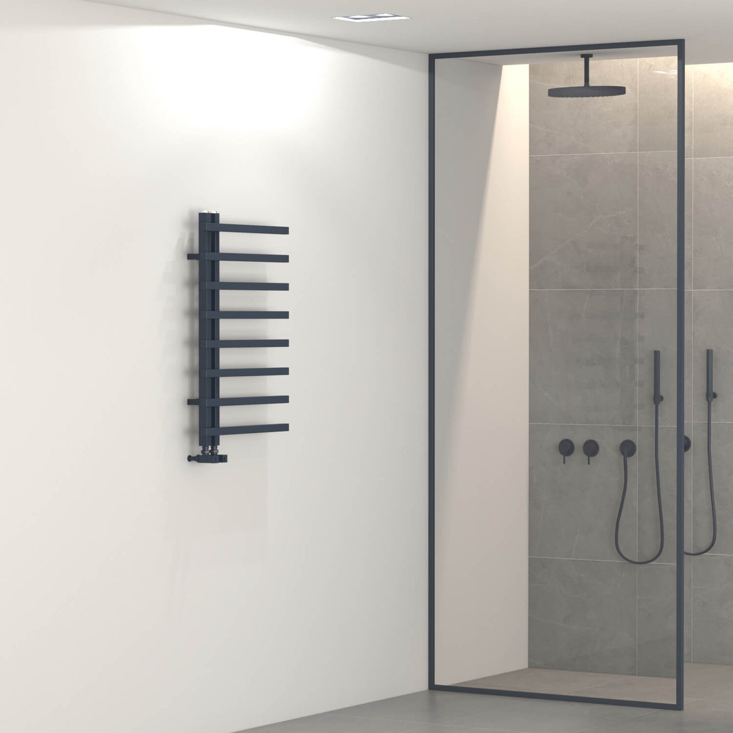 Carisa Terra L Handtuchwärmer aus Aluminium, modernes Design, Anthrazit