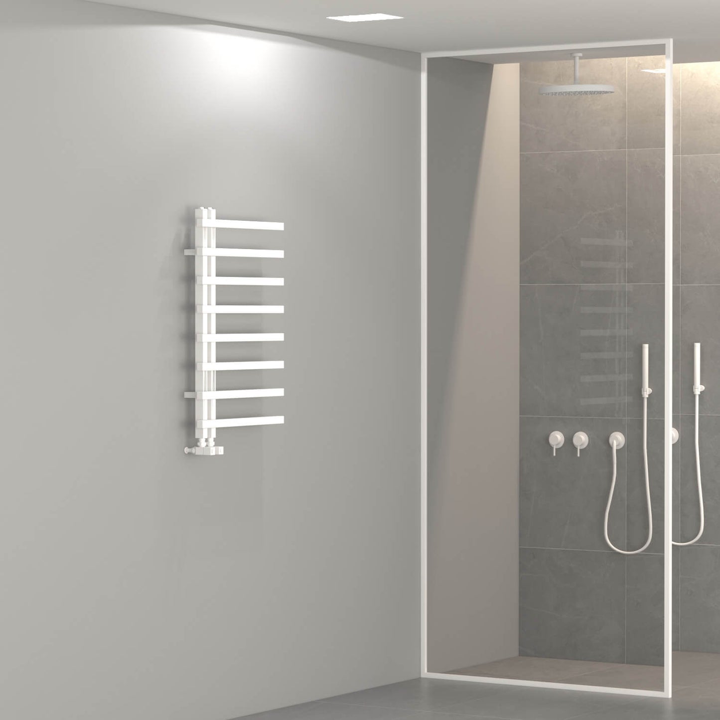 Carisa Terra L Handtuchwärmer aus Aluminium, modernes Design, Weiß