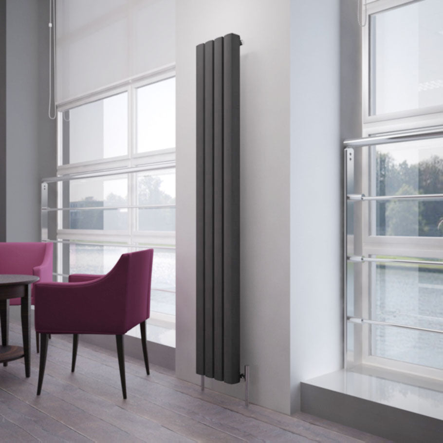 Carisa Vesta Vertikaler Aluminium-Heizkörper, modernes Design, dunkelgrau