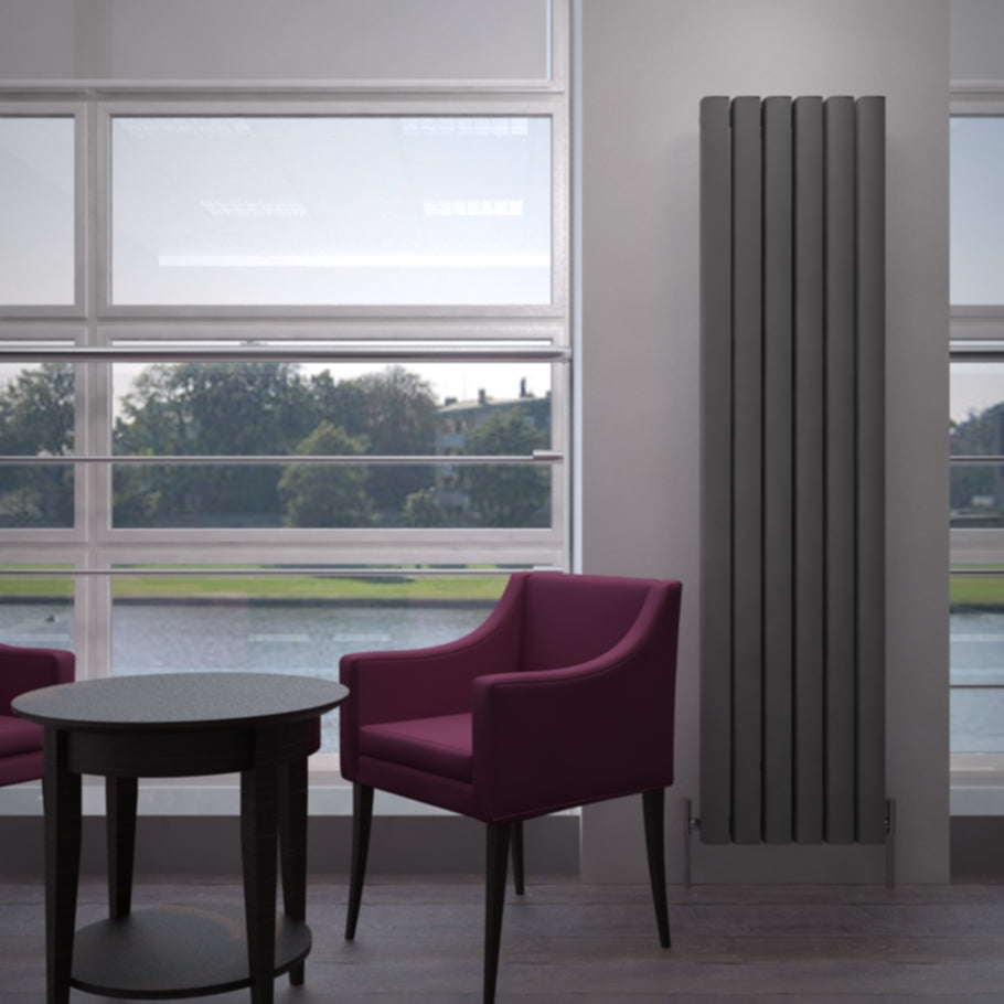Carisa Vesta Vertikaler Aluminium-Heizkörper, modernes Design, dunkelgrau