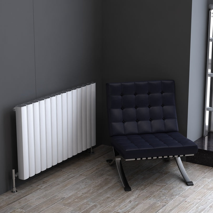 Carisa Vesta Horizontaler Aluminium-Heizkörper, modernes Design, Weiß