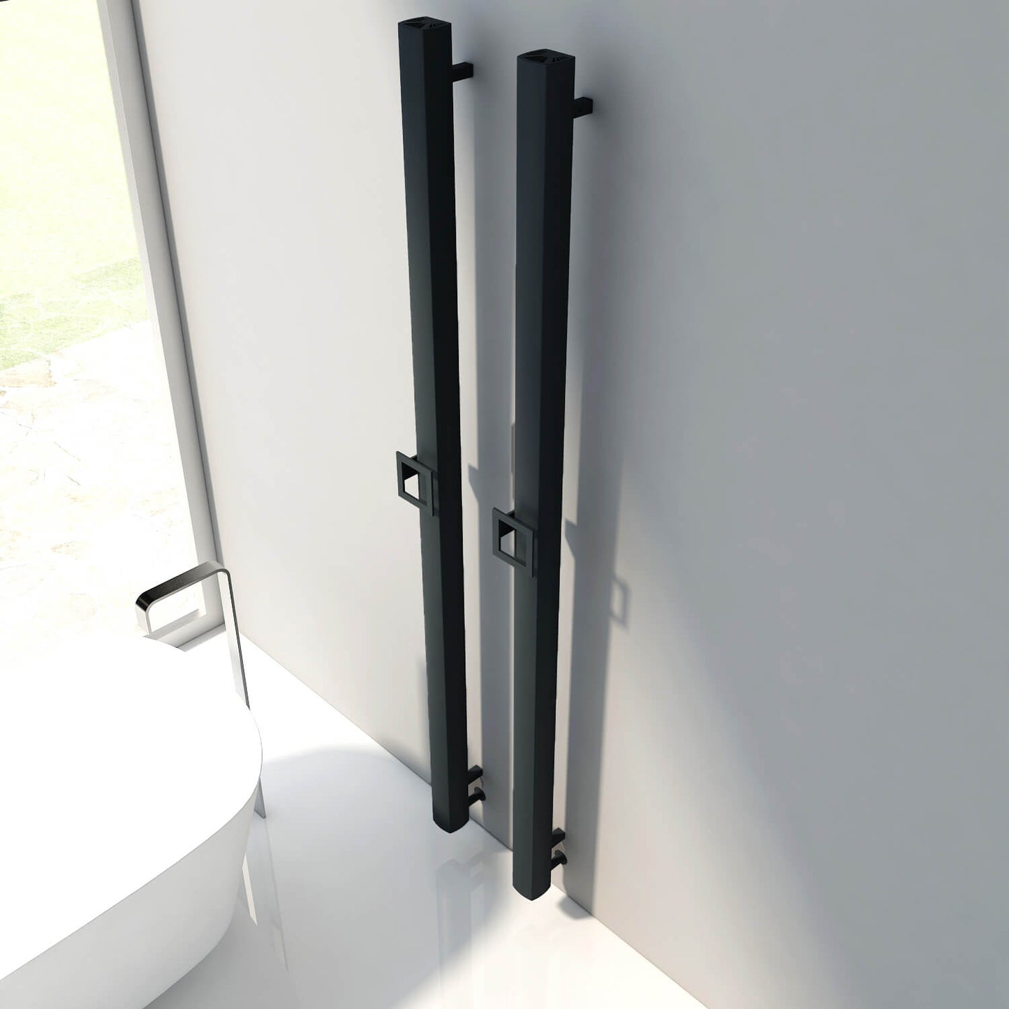 Carisa Vesta Einzelner elektrischer Handtuchtrockner, modernes Design, Schwarz