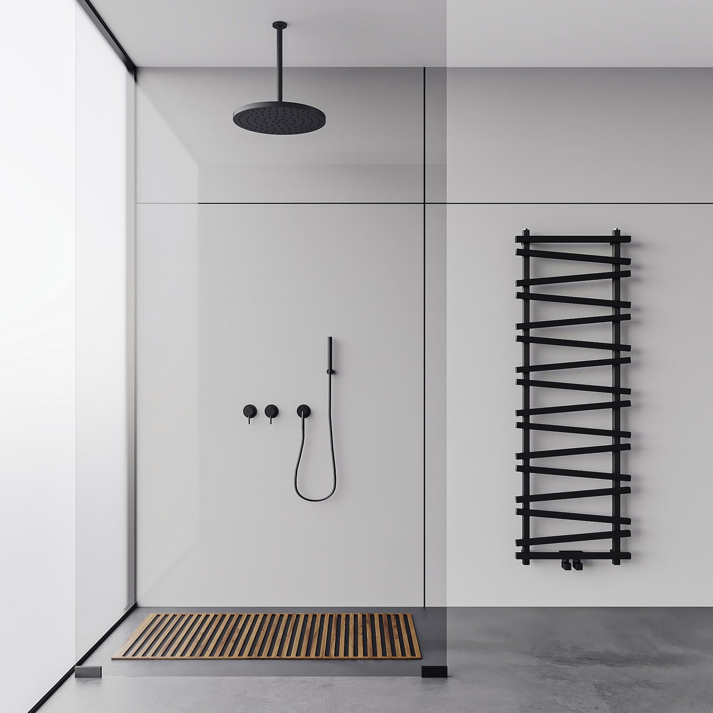Carisa Vivek Handtuchwärmer aus Aluminium, modernes Design, Schwarz