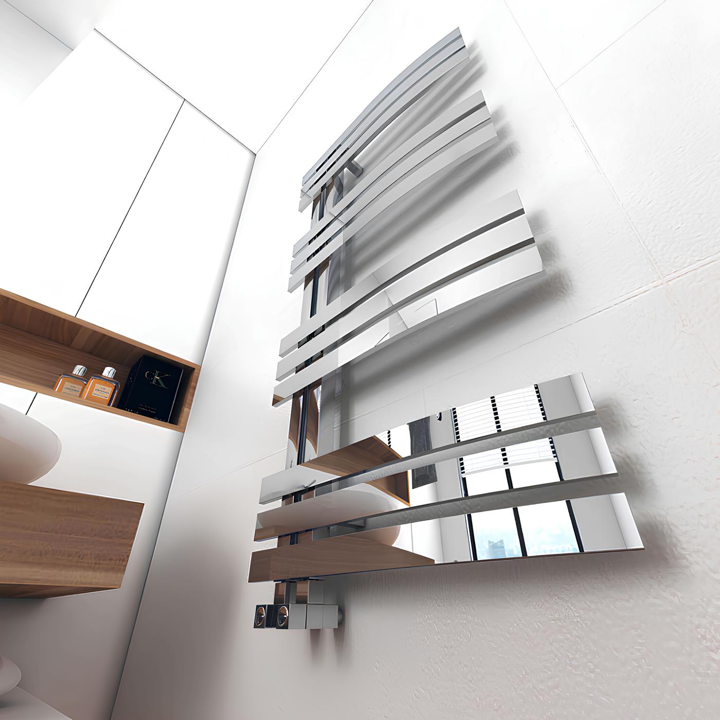 Carisa Adore Handtuchwärmer aus Edelstahl, modernes Design, hochglanzpoliert