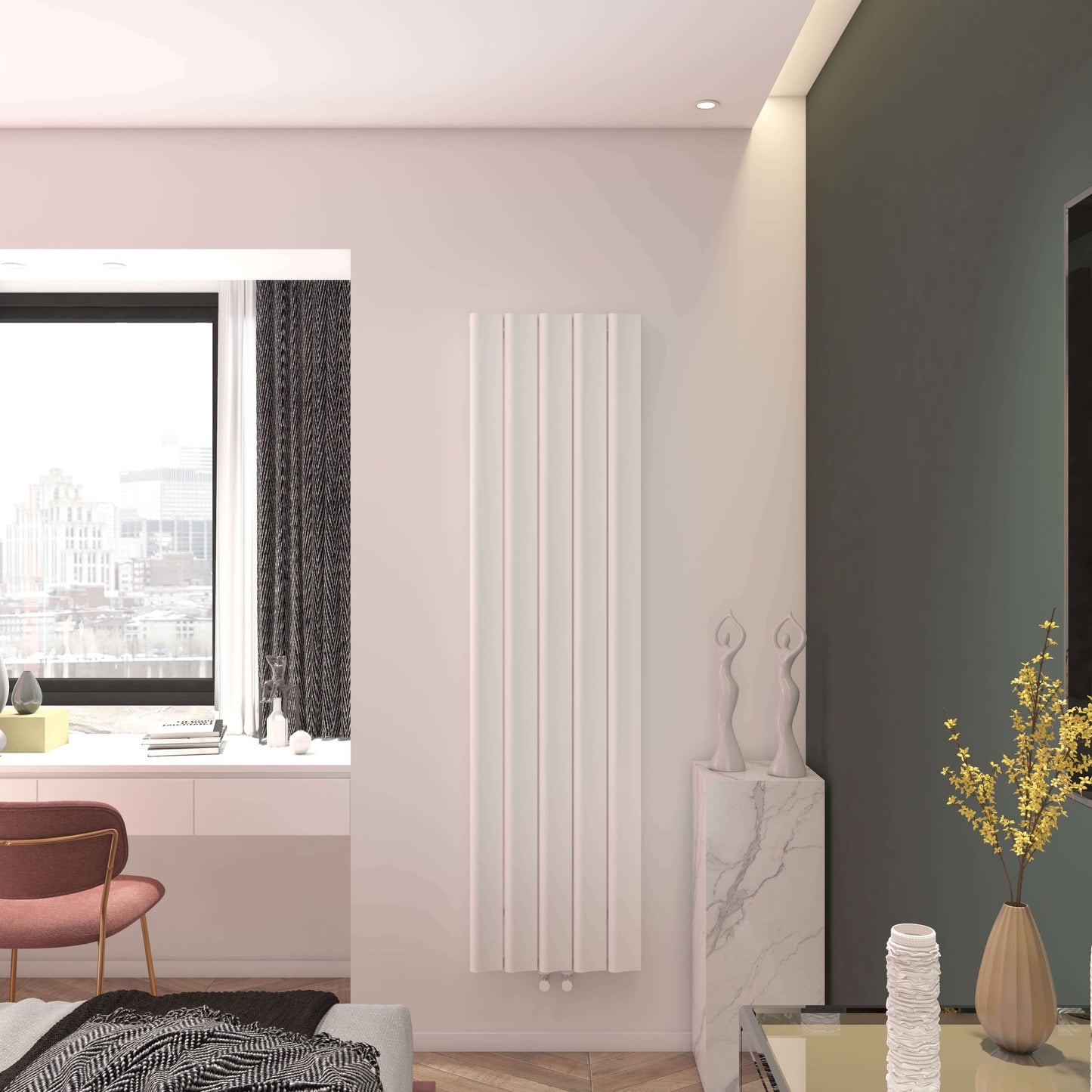 Carisa Burano S Vertikaler Aluminium-Heizkörper, modernes Design, Weiß