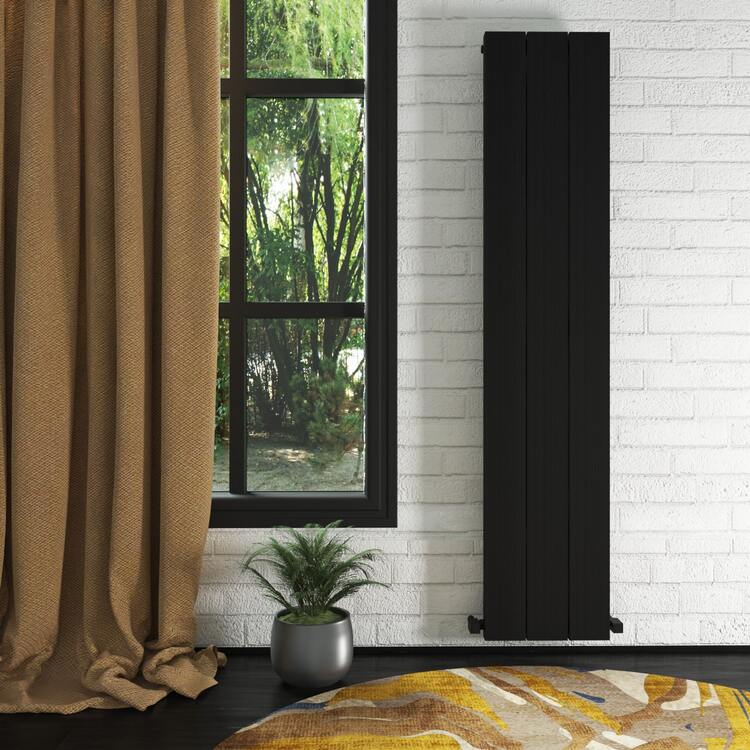 Carisa Elvino Vertikaler Aluminium-Heizkörper, modernes Design, Schwarz