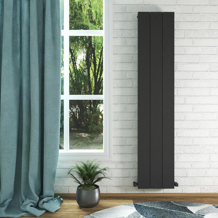 Carisa Elvino Vertikaler Aluminium-Heizkörper, modernes Design, dunkelgrau