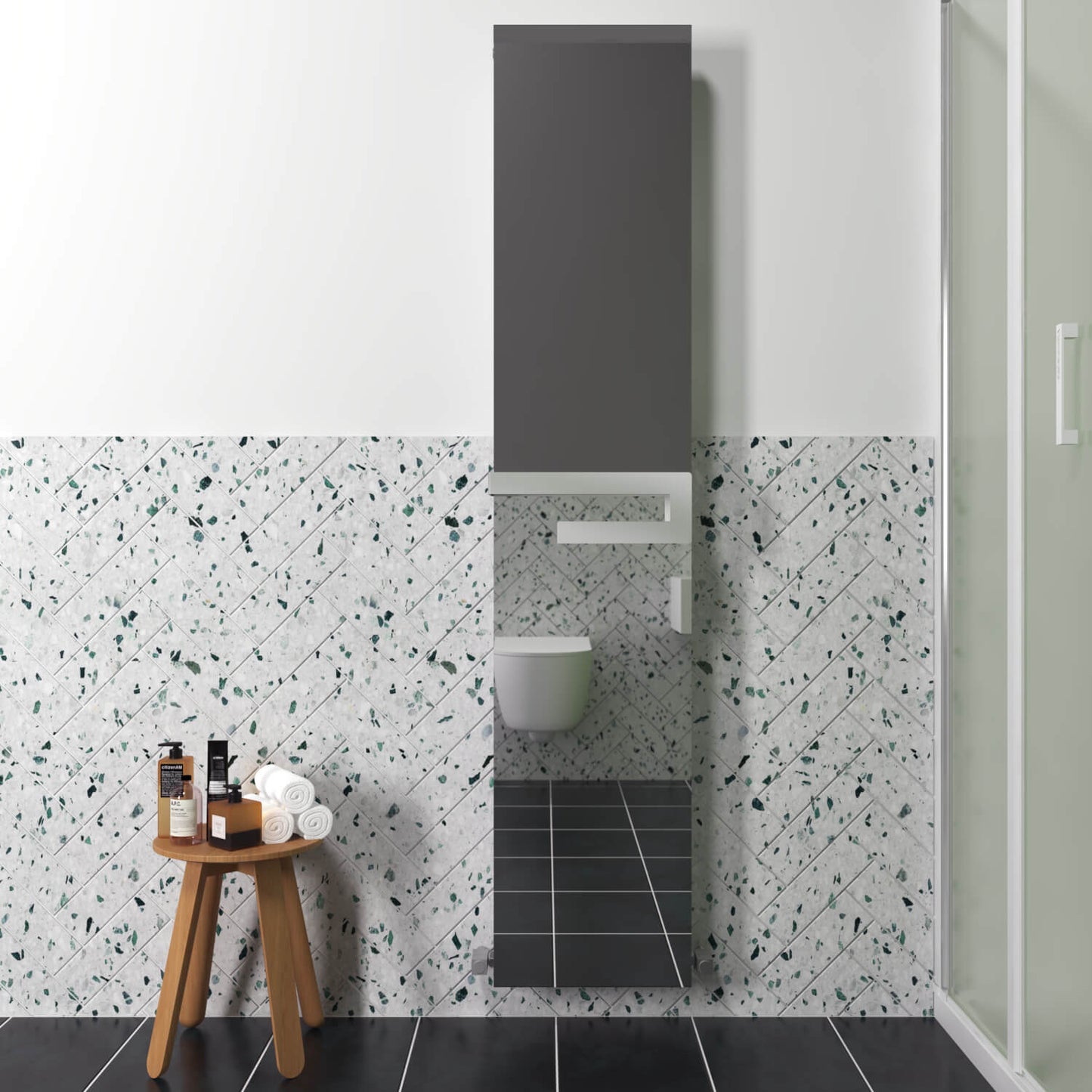 Carisa Elvino Badezimmerspiegel, Aluminium-Handtuchwärmer, modernes Design, poliert, eloxiert