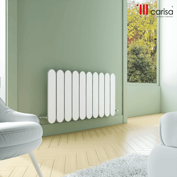 Carisa Magico Horizontaler Aluminium-Heizkörper, modernes Design, Weiß