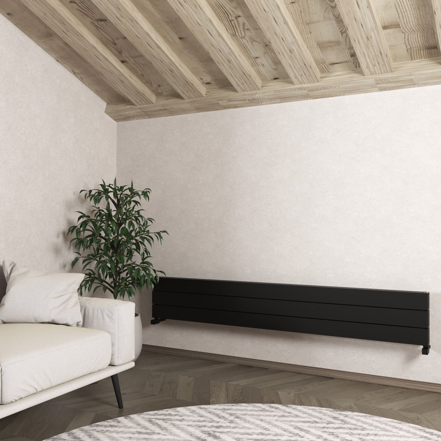 Carisa Nemo Double XL Horizontaler Aluminium-Heizkörper, modernes Design, Schwarz