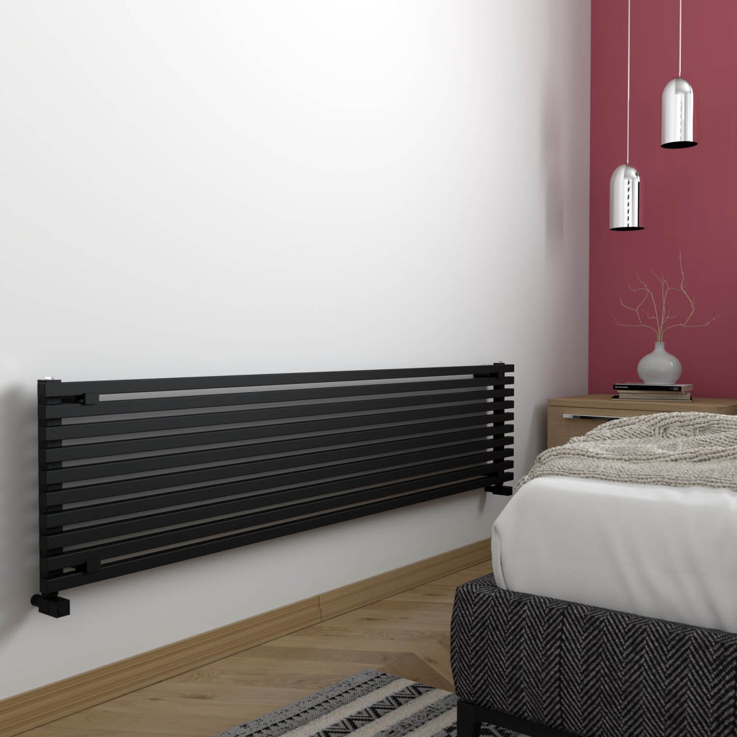 Carisa Sophia Xl Horizontaler Aluminium-Heizkörper, modernes Design, Schwarz
