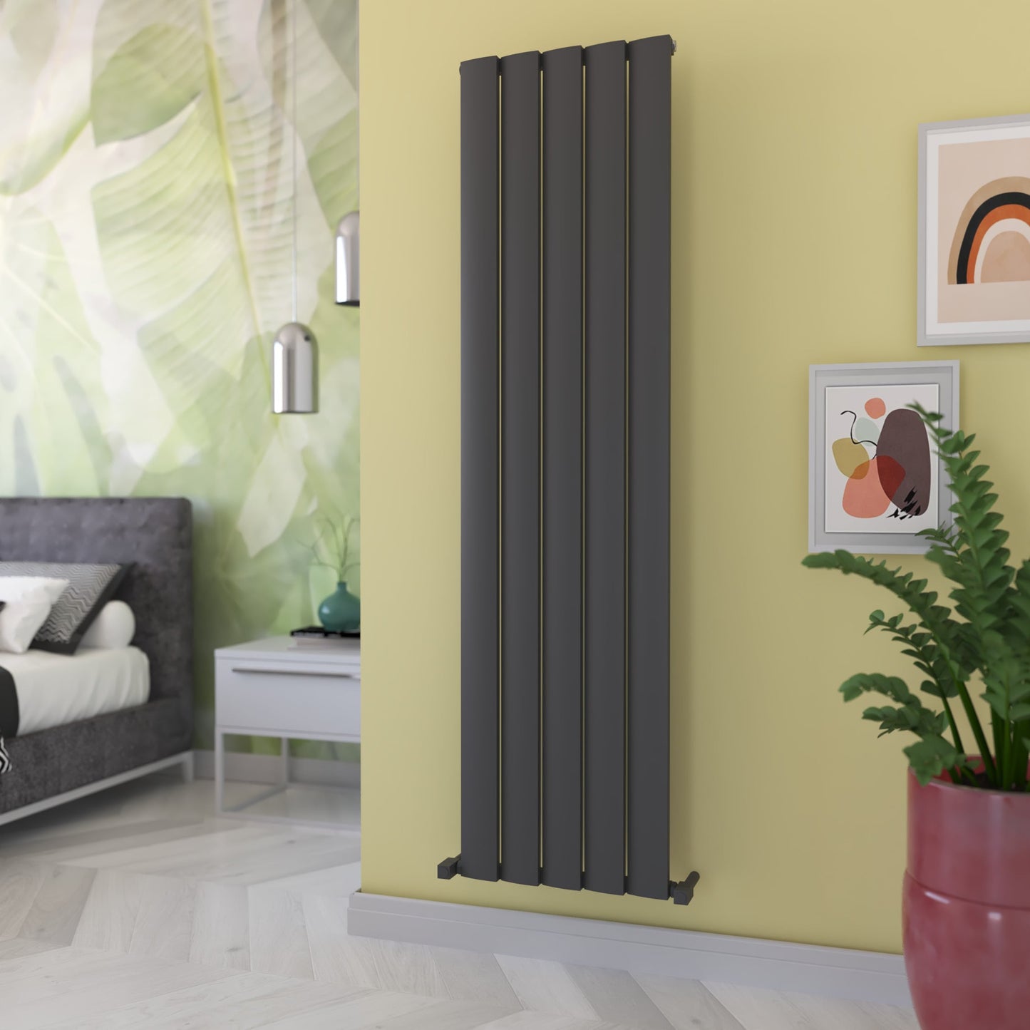 Carisa Step Vertikaler Aluminium-Heizkörper, modernes Design, dunkelgrau