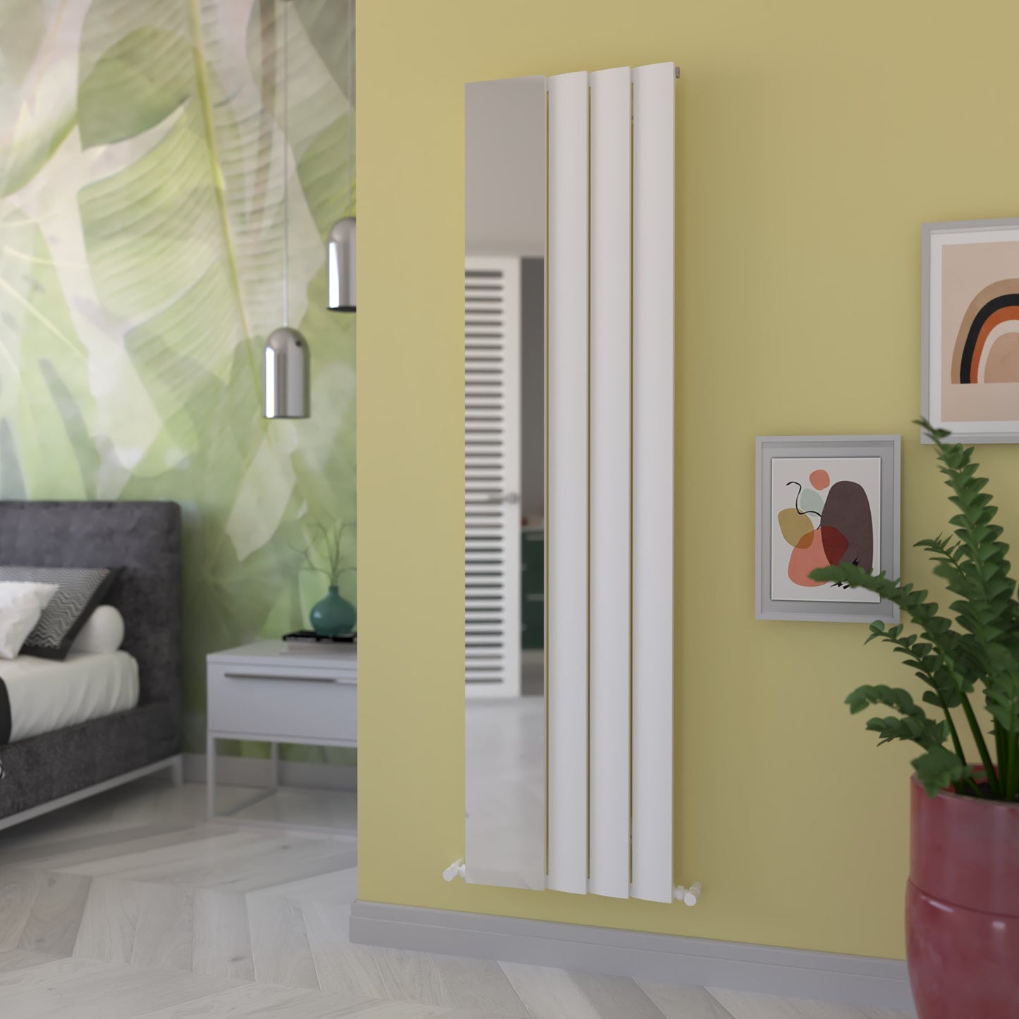 Carisa Stufenspiegel, vertikaler Aluminium-Heizkörper, modernes Design, Weiß