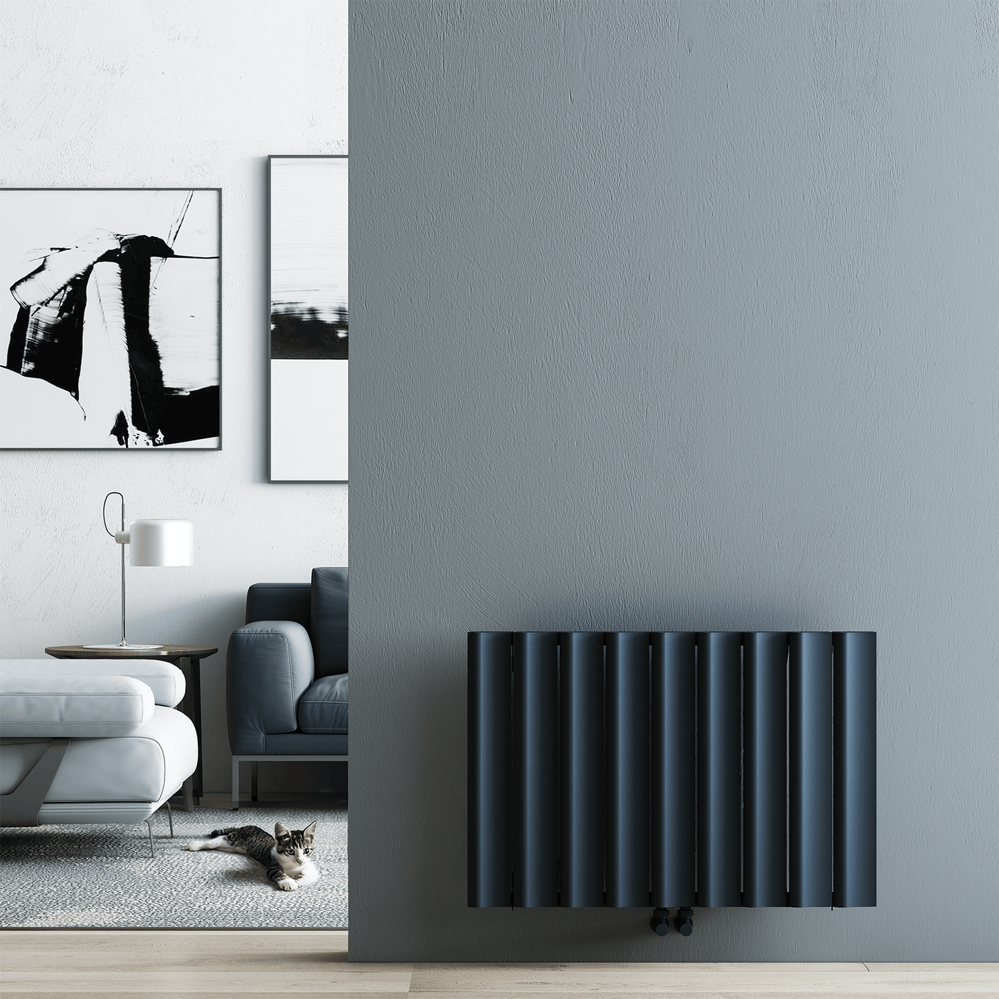 Carisa Burano S Horizontaler Aluminium-Heizkörper, modernes Design, Anthrazit 