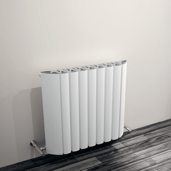 Carisa Gaia Horizontaler Aluminium-Heizkörper, modernes Design, Weiß 
