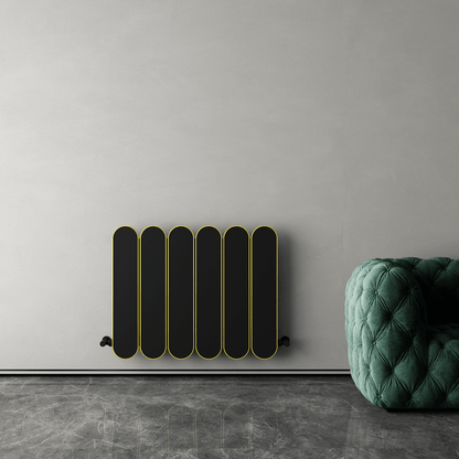 Carisa Magico Horizontaler Aluminium-Heizkörper, modernes Design, Schwarz 