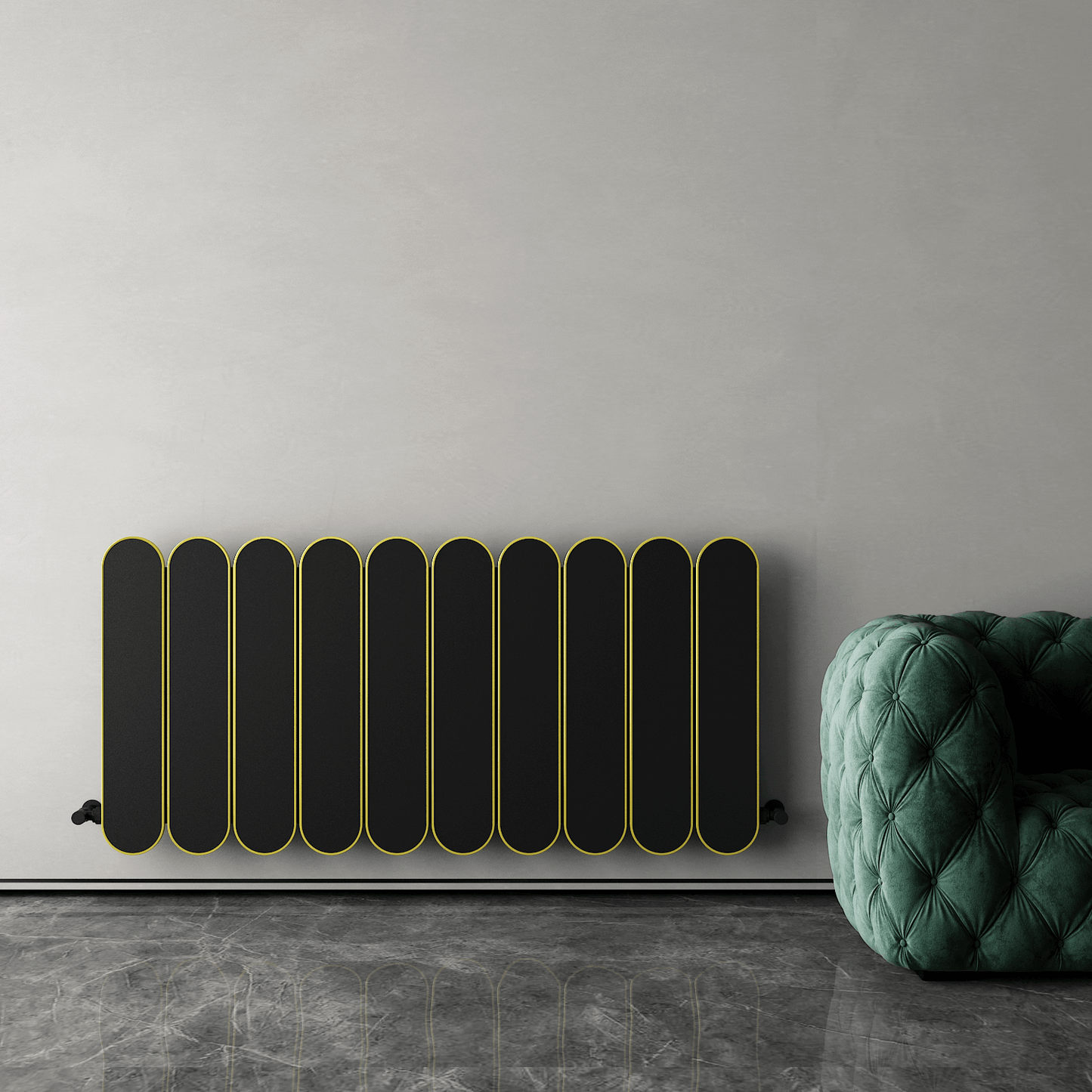 Carisa Magico Horizontaler Aluminium-Heizkörper, modernes Design, Schwarz 