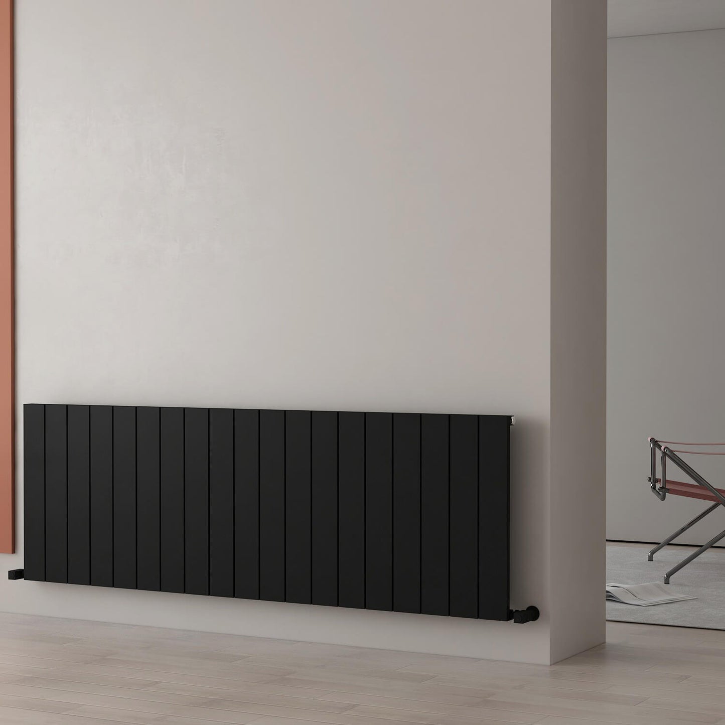 Carisa Nemo Horizontaler Aluminium-Heizkörper, modernes Design, Schwarz 