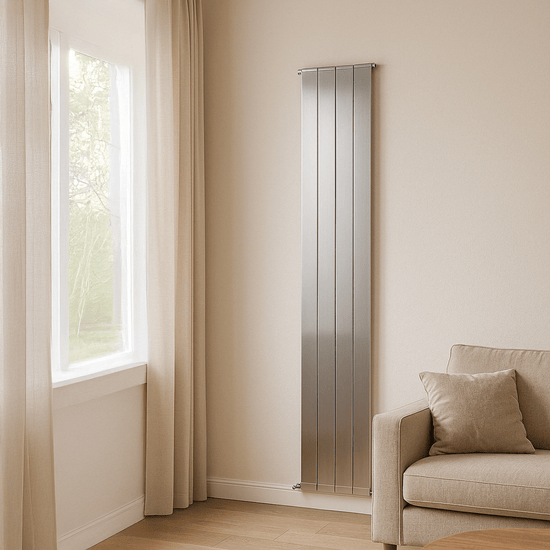 Carisa Nemo Vertikaler Aluminiumheizkörper, modernes Design, poliert, eloxiert 