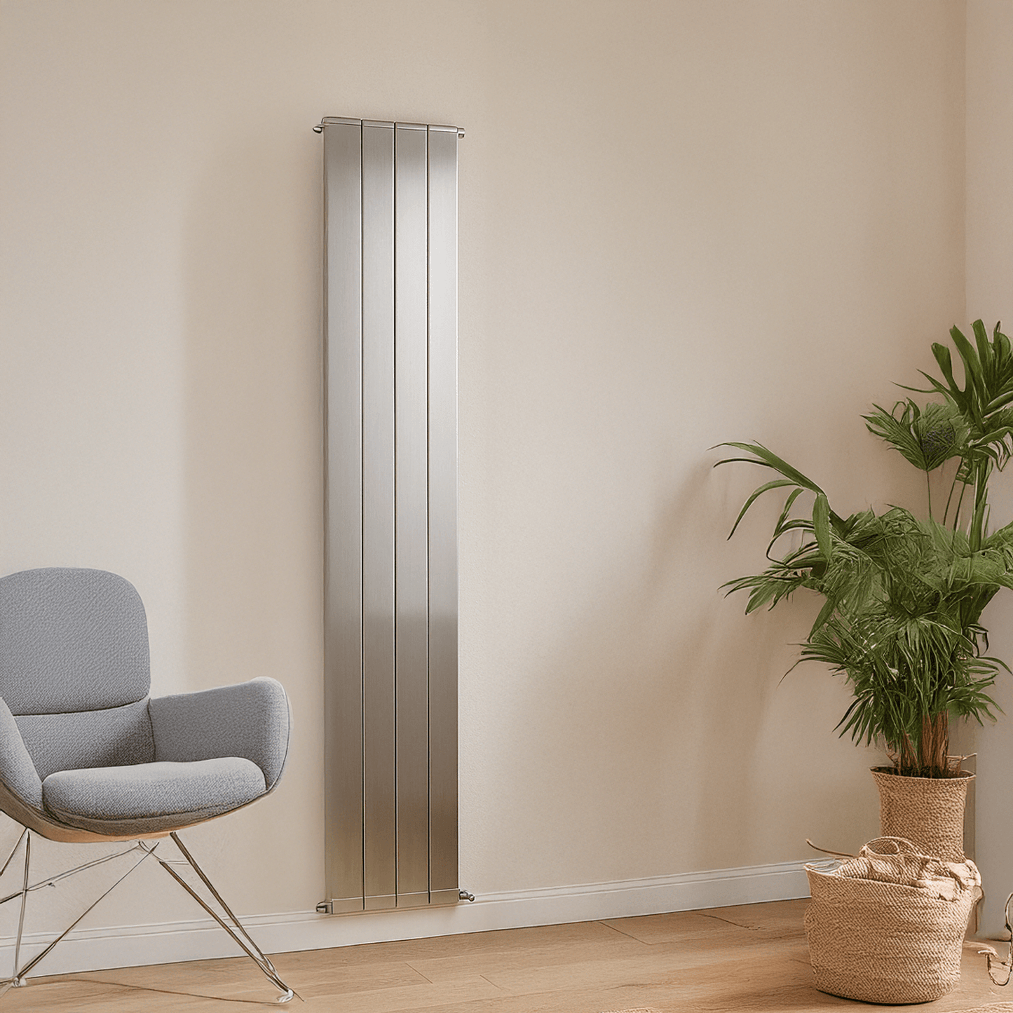 Carisa Nemo Vertikaler Aluminium-Heizkörper, modernes Design, matt eloxiert 