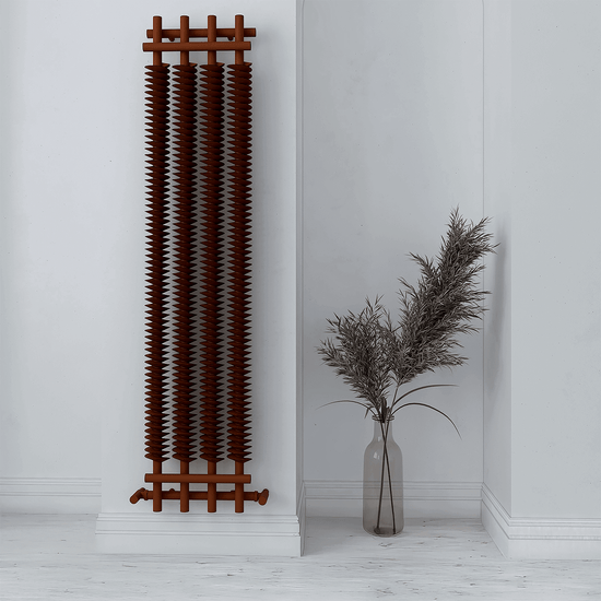 Carisa Dora Vertikaler Stahlheizkörper, modernes Design, mattes Kupfermetallic 