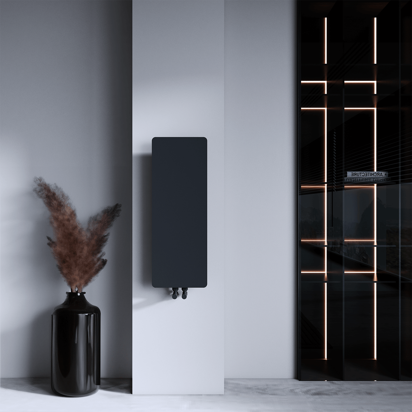Carisa Croydon Slim Design Vertikaler Stahlheizkörper Modernes Design Schwarz 