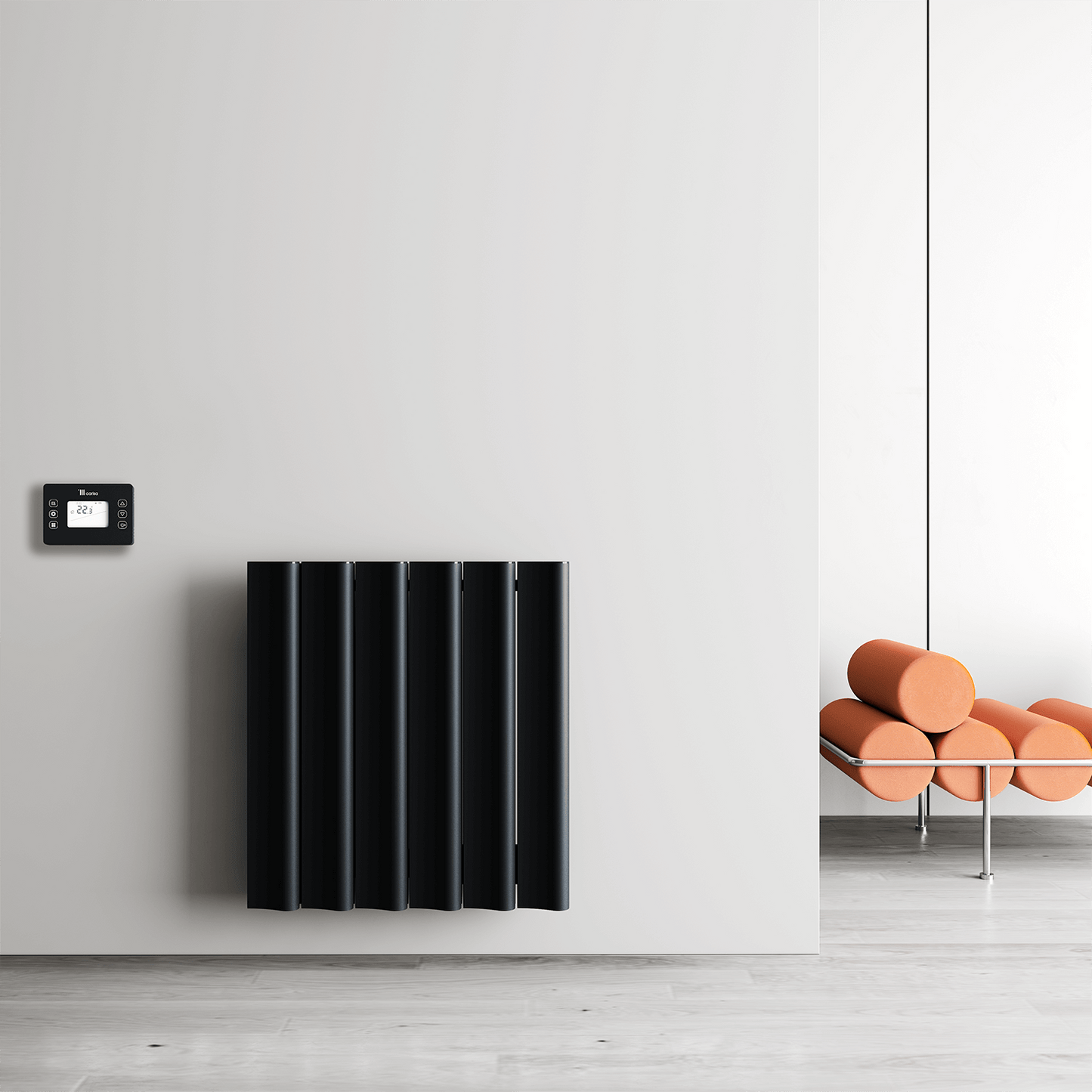 Carisa Boreas S Horizontaler elektrischer Heizkörper, modernes Design, Schwarz 