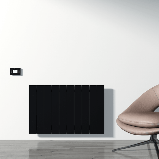 Carisa Boreas N Horizontaler elektrischer Heizkörper, modernes Design, Schwarz 
