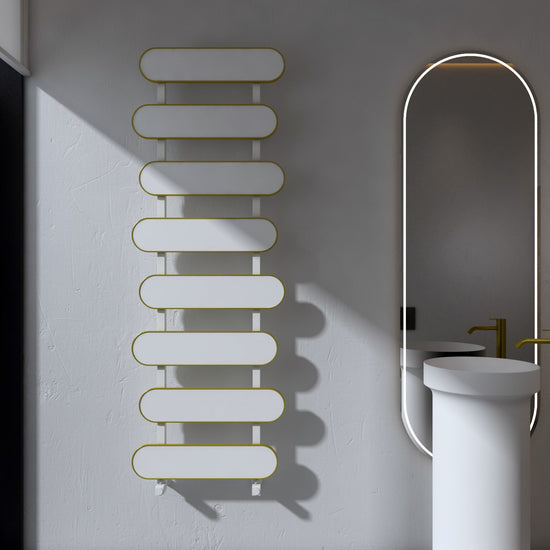Carisa Magico Bad-Handtuchwärmer aus Aluminium, modernes Design, Weiß 