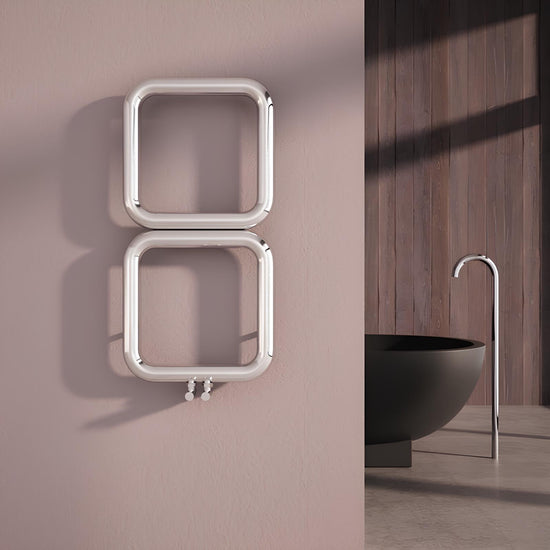 Carisa Baro Handtuchwärmer aus Edelstahl, modernes Design, hochglanzpoliert 