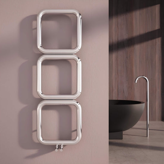 Carisa Baro Handtuchwärmer aus Edelstahl, modernes Design, hochglanzpoliert 