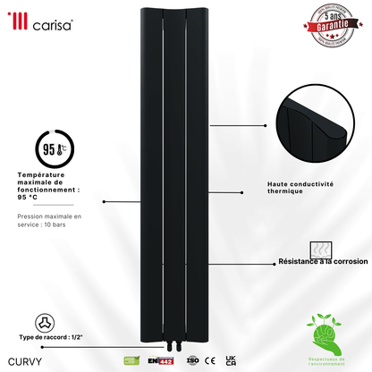 Carisa Curvy Vertikaler Aluminiumheizkörper Modernes Design Anthrazit 