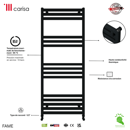 Carisa Fame Handtuchwärmer aus Aluminium, modernes Design, Anthrazit 
