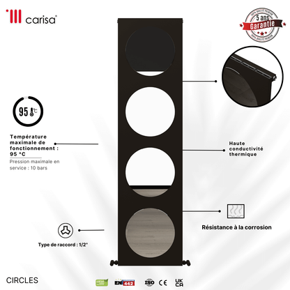 Carisa Circles Vertikaler Aluminiumheizkörper im modernen Kieselstein-Design 