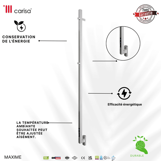 Carisa Maxim Sèche-Serviette Électrique Design Moderne Miroir Poli