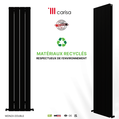 Carisa Monza Vertikaler Aluminium-Heizkörper, modernes Design, Schwarz 