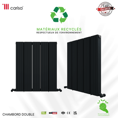 Carisa Chambord Horizontaler Aluminium-Heizkörper, modernes Design, Anthrazit 