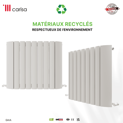 Carisa Gaia Horizontaler Aluminium-Heizkörper, modernes Design, Weiß 